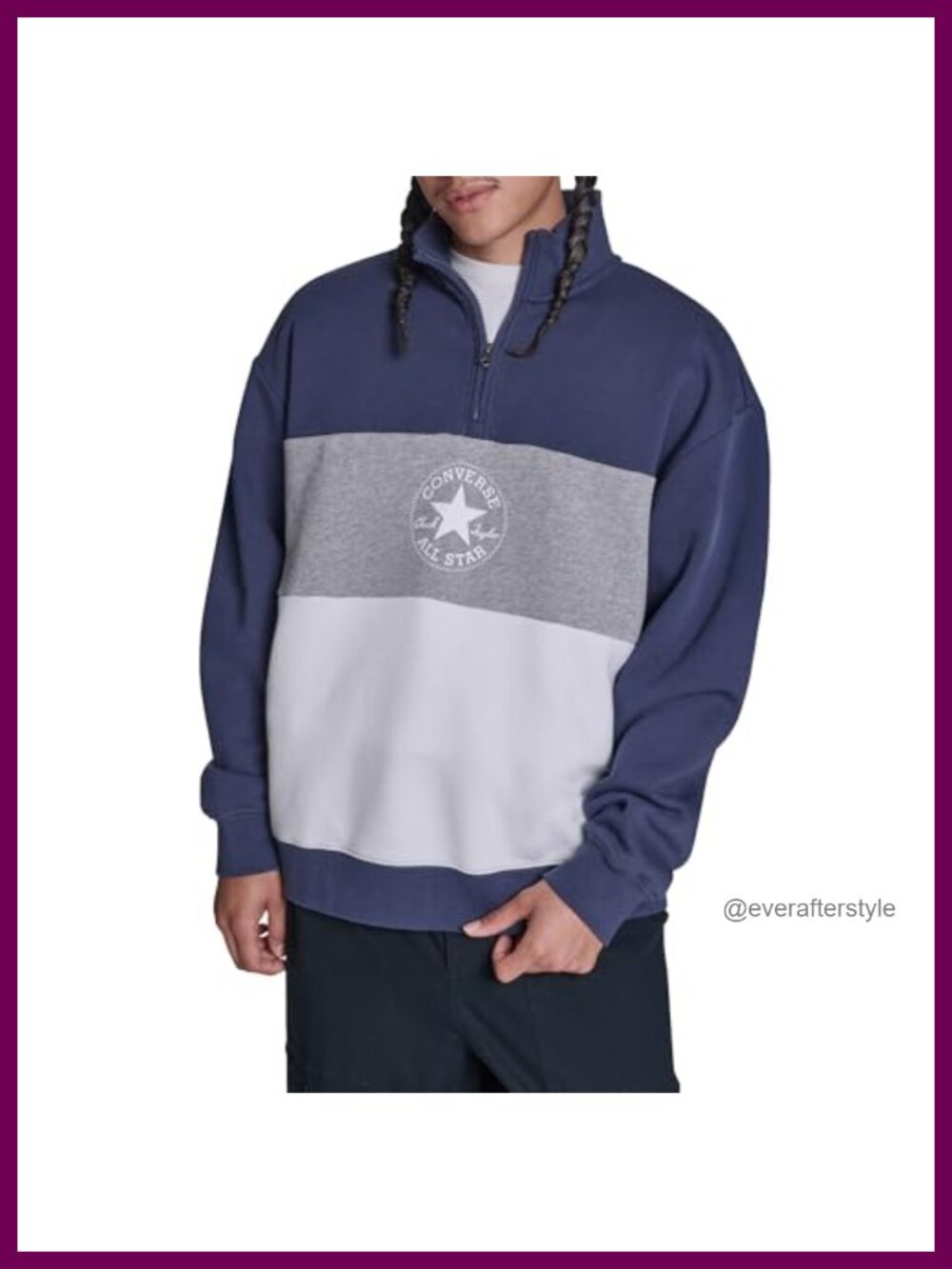 Men's Retro 1/2 Zip Sweatshirt Cotton Poly Relaxed Fit Long Sleeve